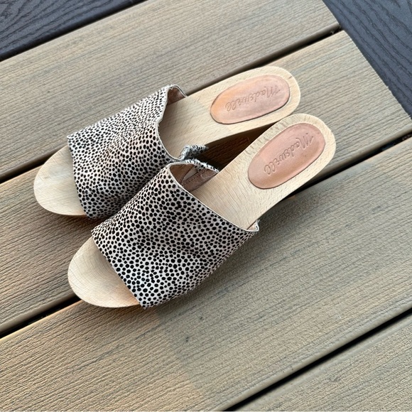 Madewell The Evelyn Clog Sandals Peep Toe Calf Hair Upper Size 8.5 Women’s - Picture 3 of 9